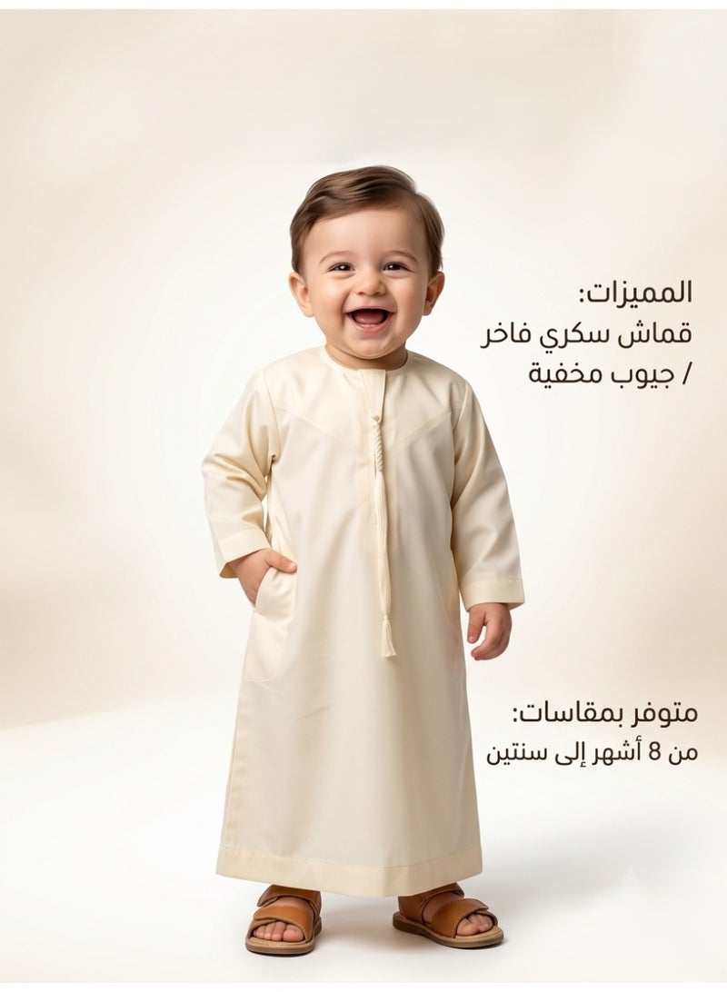Children's nightgown, Omani and newborn thobe, seven-piece thobe, Emirati boy's thobe, children's nightgown, newborn nightgown, short-sleeved thobe, half-sleeved nightgown, sleep shirt, short-sleeved Saudi nightgown, loose-fitting nightgown, house shirt, newborn gifts, baby gifts, infant gifts, baby gifts, boy's gifts, children's clothes, gift for boys - Image 1