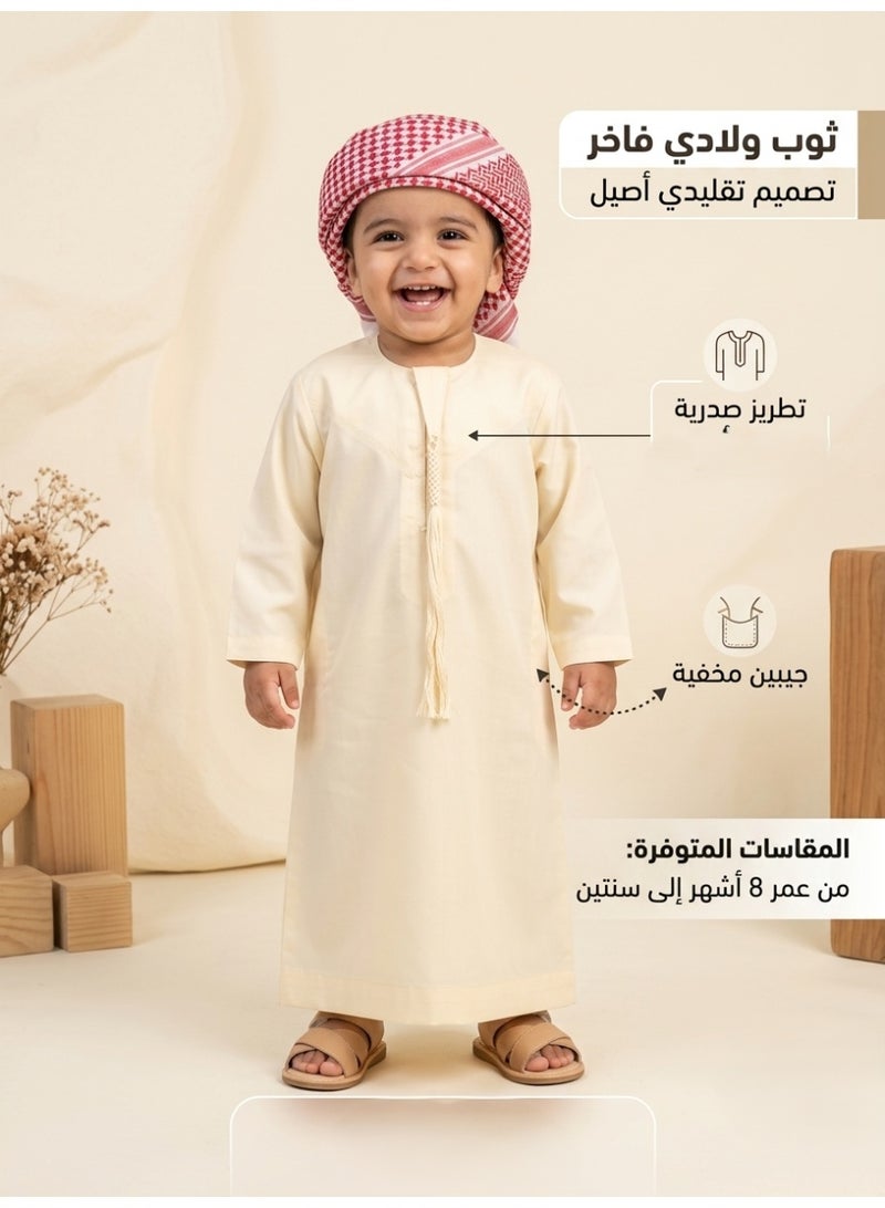 Children's nightgown, Omani and newborn thobe, seven-piece thobe, Emirati boy's thobe, children's nightgown, newborn nightgown, short-sleeved thobe, half-sleeved nightgown, sleep shirt, short-sleeved Saudi nightgown, loose-fitting nightgown, house shirt, newborn gifts, baby gifts, infant gifts, baby gifts, boy's gifts, children's clothes, gift for boys - Image 2
