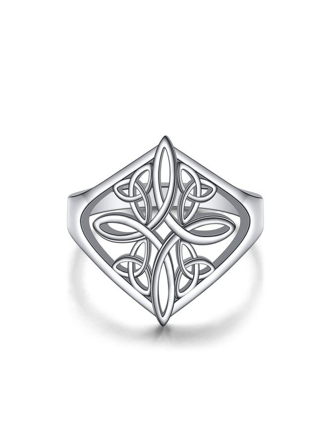 Yearace Witches Knot Ring 925 Sterling Silver Ring Celtic Knot Heart Cross High Polish Tarnish Resistant Eternity Wedding Band Stackable Ring Irish Jewelry for Women 9 - Image 1