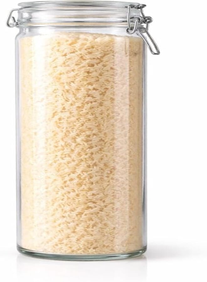 Glass Kitchen Jar Clip Lock Airtight Jar | Kitchen Storage Container Fit Dry & Wet Food Coffee Rice Pasta (2000ml)