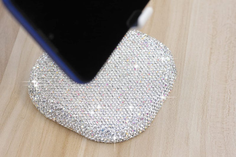 CARCHILE Bling Rhinestone Crystal Phone Stand, Adjustable Cell Phone Stand, Phone Holder for Desk, Desktop Holder, Cradle Compatible with iPhone Samsung Smartphones SL (White) - Image 2