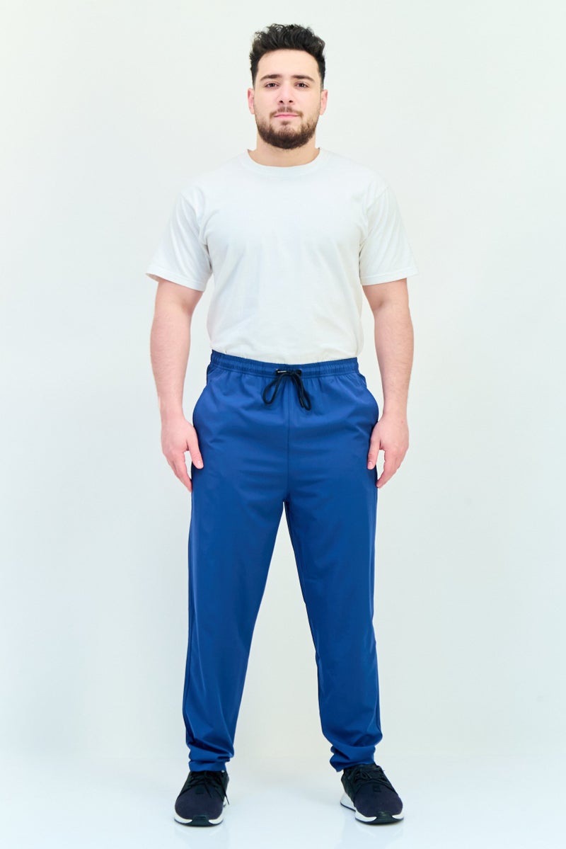 RBX Men Sportswear Fit Brand Logo Training Sweatpants, Ensign Blue  - Image 4