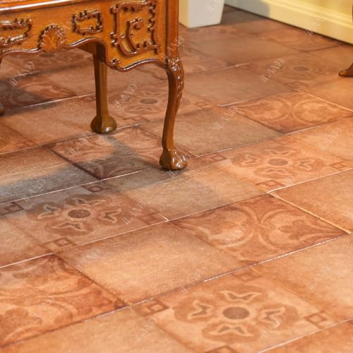 iLAND Dollhouse Flooring on 1/12 Scale 1/6 Scale, Miniature Dollhouse Accessories, 30pcs Double-Sided Dollhouse Floor Tiles (Classical Inlays & Marbling Pattern) - Image 5