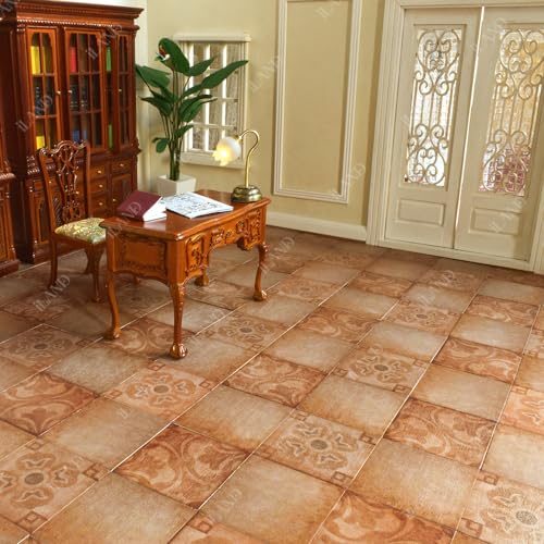 iLAND Dollhouse Flooring on 1/12 Scale 1/6 Scale, Miniature Dollhouse Accessories, 30pcs Double-Sided Dollhouse Floor Tiles (Classical Inlays & Marbling Pattern) - Image 3