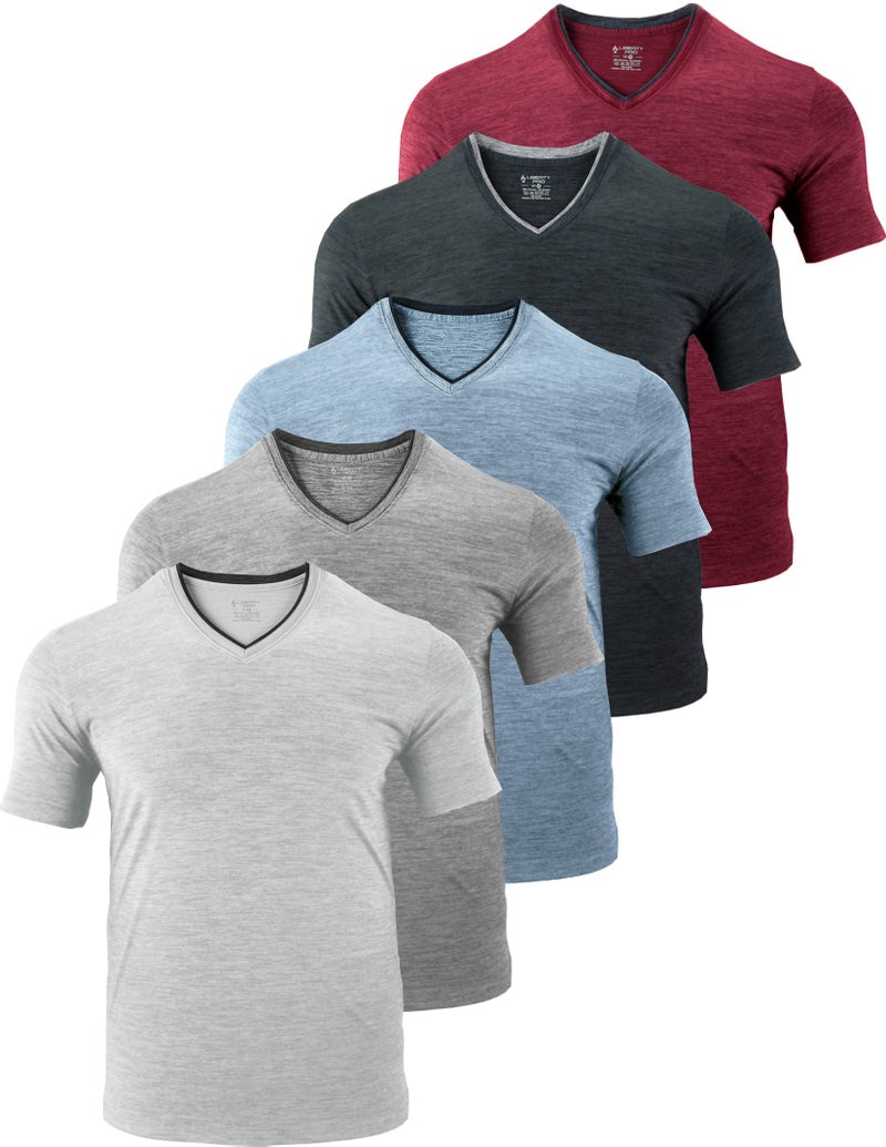 Liberty Pro 5 Pack Mens V-Neck Dry Fit T-Shirts, Active Athletic Short Sleeve Workout Tops, Performance Gym Tees (Set 1, X-Large) - Image 1