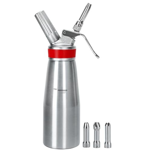 Ajimy Whipped Cream Dispenser Professional Whip Cream Canister Whipped Cream Maker with 3 Decorating Stainless Nozzles - N2o Chargers (Not Included) (Aluminum) - Image 1