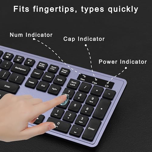 MPTOG Wireless Keyboard and Mouse Combo, Full-Size 104-Key Office Keyboard with 15 Function Keys, Numeric Keypad, Single USB Receiver, Compatible with PC and Laptop(Purple) - Image 5