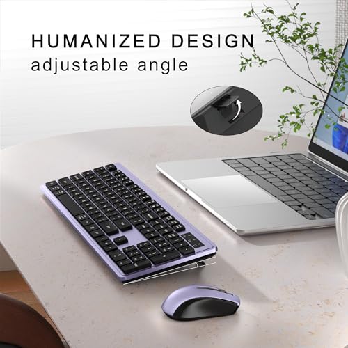 MPTOG Wireless Keyboard and Mouse Combo, Full-Size 104-Key Office Keyboard with 15 Function Keys, Numeric Keypad, Single USB Receiver, Compatible with PC and Laptop(Purple) - Image 3
