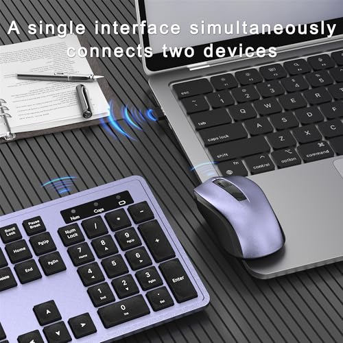 MPTOG Wireless Keyboard and Mouse Combo, Full-Size 104-Key Office Keyboard with 15 Function Keys, Numeric Keypad, Single USB Receiver, Compatible with PC and Laptop(Purple) - Image 4