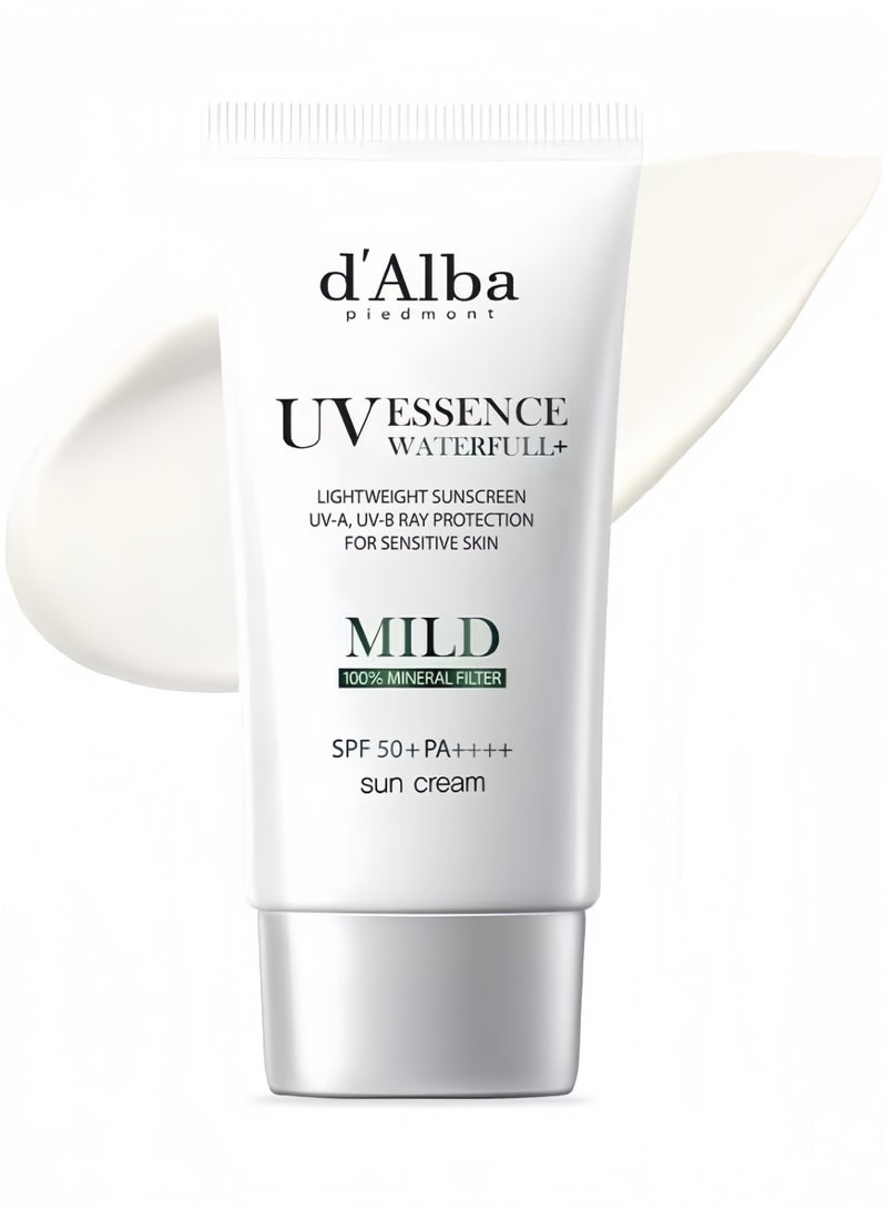 d'Alba White Truffle Waterfull Mild Sunscreen, Vegan, Mineral Sunscreen, SPF 50+ PA++++, Non-Nano Sunscreen Suitable for Sensitive Skin, Gentle & Light Finish, Korean Skincare - Image 1