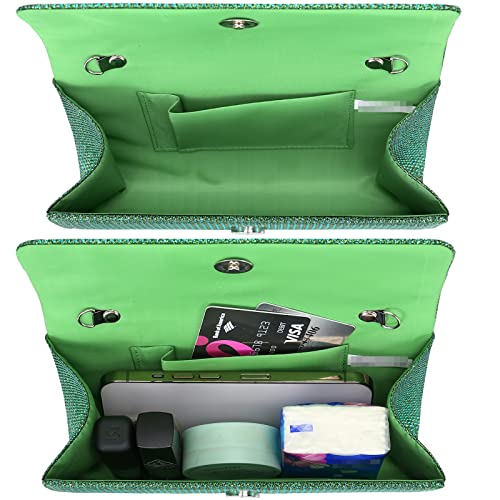 Outrip Women's Evening Bag Clutch Purse Glitter Party Wedding Handbag with Chain (Green) - Image 2
