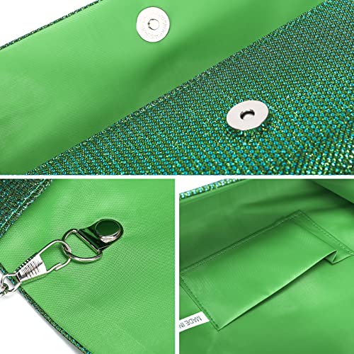 Outrip Women's Evening Bag Clutch Purse Glitter Party Wedding Handbag with Chain (Green) - Image 5