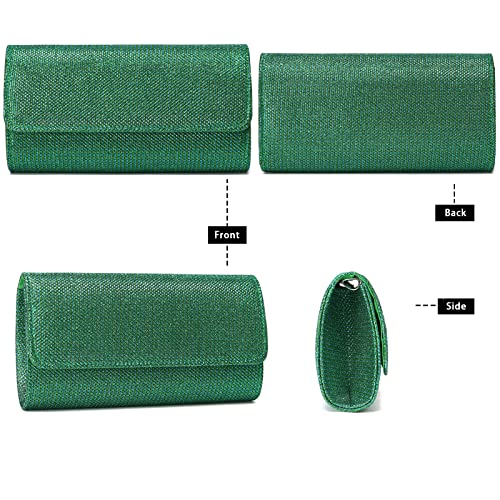 Outrip Women's Evening Bag Clutch Purse Glitter Party Wedding Handbag with Chain (Green) - Image 3