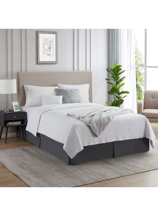 Nestl Nestl Bedding Double Brushed Microfiber Dust Ruffle, 14-Inch Tailored Drop Pleated Queen Bed-Skirt (Dark Gray)  - Image 4
