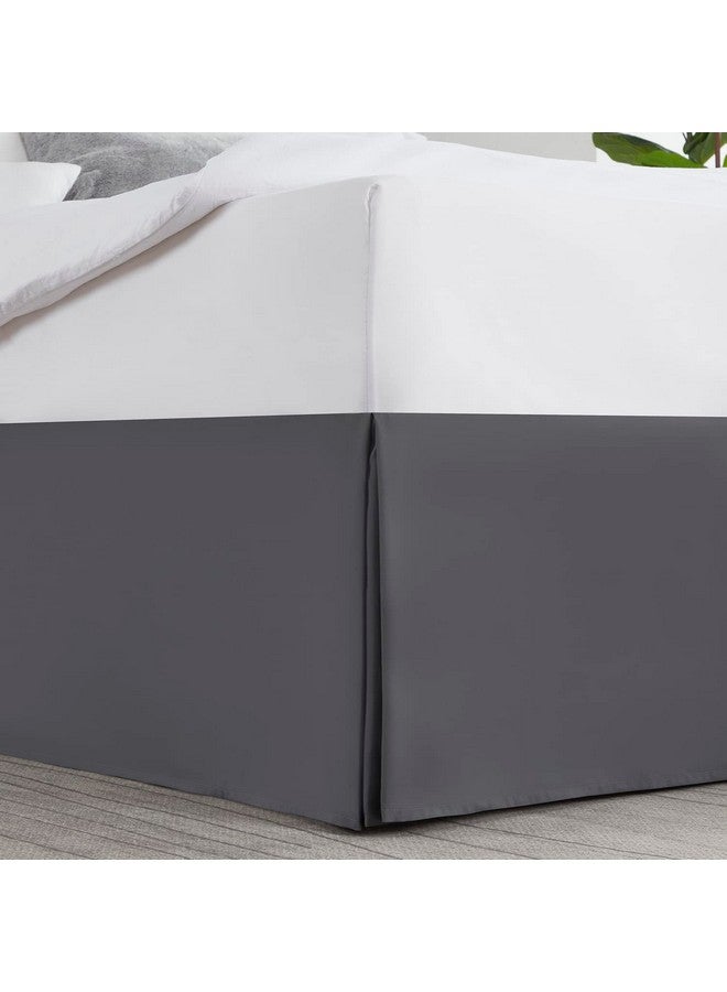 Nestl Nestl Bedding Double Brushed Microfiber Dust Ruffle, 14-Inch Tailored Drop Pleated Queen Bed-Skirt (Dark Gray)  - Image 2