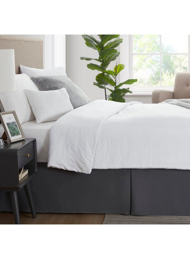 Nestl Nestl Bedding Double Brushed Microfiber Dust Ruffle, 14-Inch Tailored Drop Pleated Queen Bed-Skirt (Dark Gray)  - Image 3