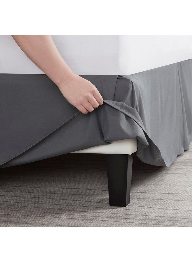 Nestl Nestl Bedding Double Brushed Microfiber Dust Ruffle, 14-Inch Tailored Drop Pleated Queen Bed-Skirt (Dark Gray)  - Image 5