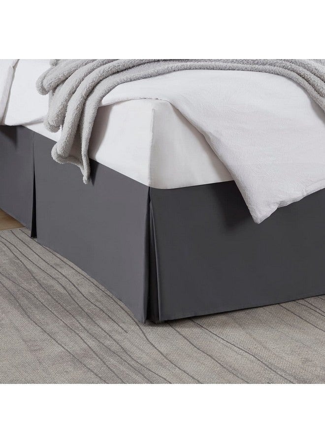 Nestl Nestl Bedding Double Brushed Microfiber Dust Ruffle, 14-Inch Tailored Drop Pleated Queen Bed-Skirt (Dark Gray)  - Image 1