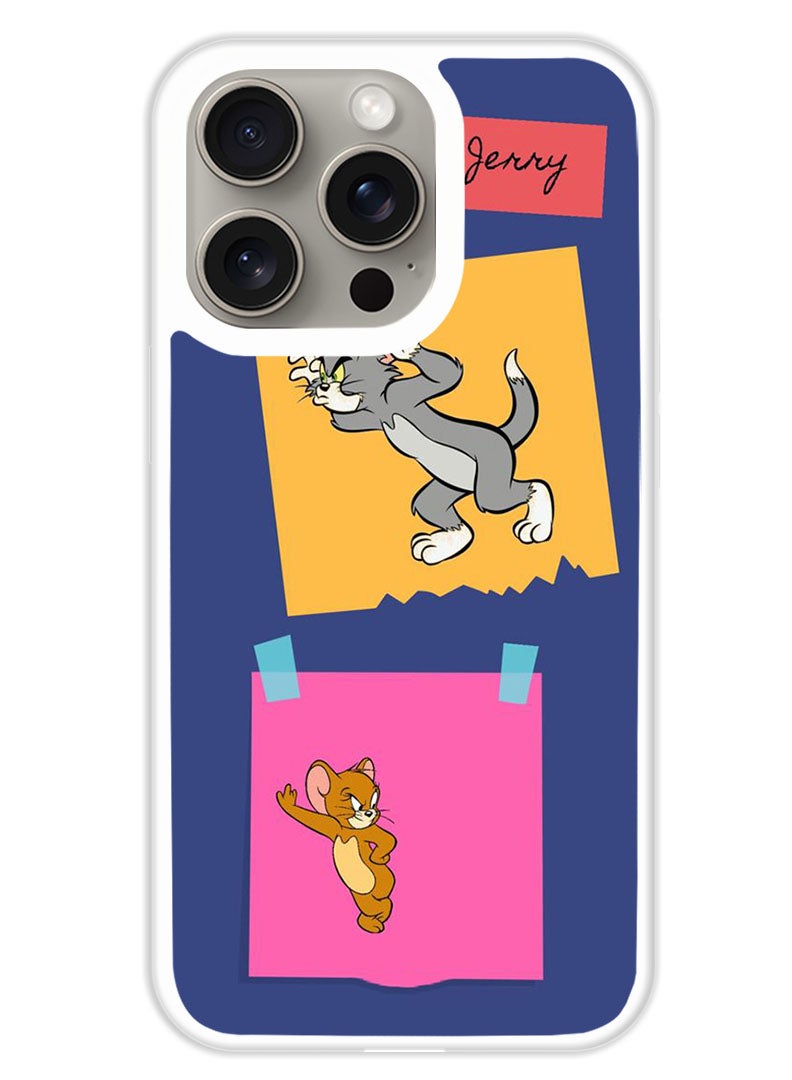 Theodor Protective Case Cover For APPLE IPHONE 15 Pro Max Tom & Jerry (White Bumper) - Image 1