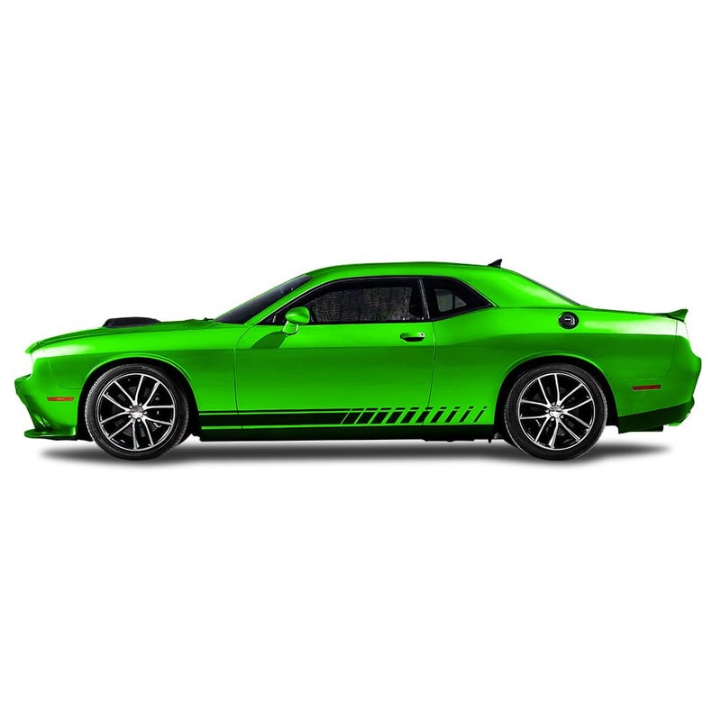 Vinyl Car Side Skirt Decals Compatible for Dodge Challenger Side Body Car Decals Racing Stripes Sticker Stripe Graphics Car Body Side Door Decoration Racing Accessories Sport Gloss Black