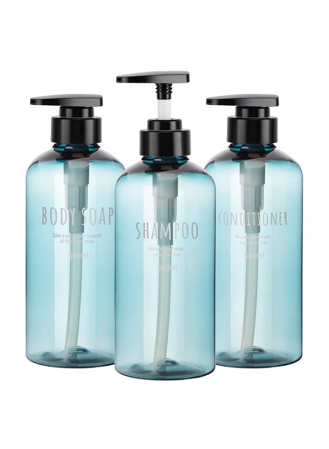Segbeauty Shampoo Bottles with Pump, 16oz Empty Refillable Shower Bottle, 3 Pack 500ml Plastic Reusable Squeeze Lotion Dispenser for Shampoo and Conditioner Body Wash Liquid Soap Gel Bathroom Hotel - Image 1