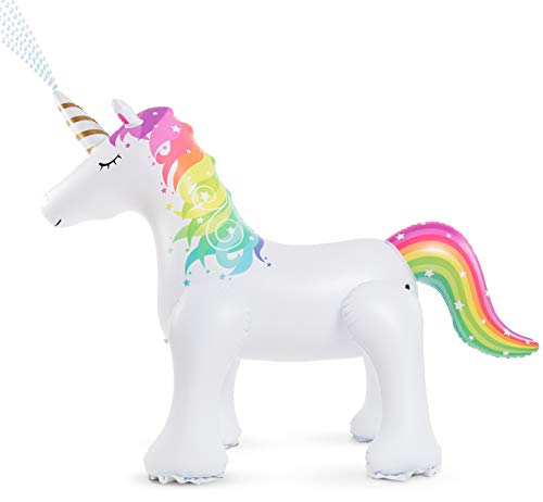 Jasonwell Unicorn Sprinkler Inflatable Water Sprinklers Outdoor Water Toys Inflatable Ginormous Unicorn Toys Yard Sprinkler for Kids L - Image 1