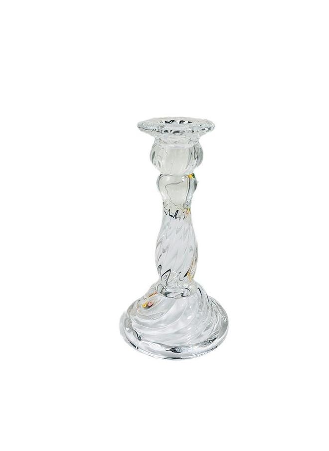 Bluejw - Retro Glass Candle Holder Dining Table Decorative Ornaments Instagram Photo Props Long Candle Aromatherapy Candle Small Candle Holder - Image 1