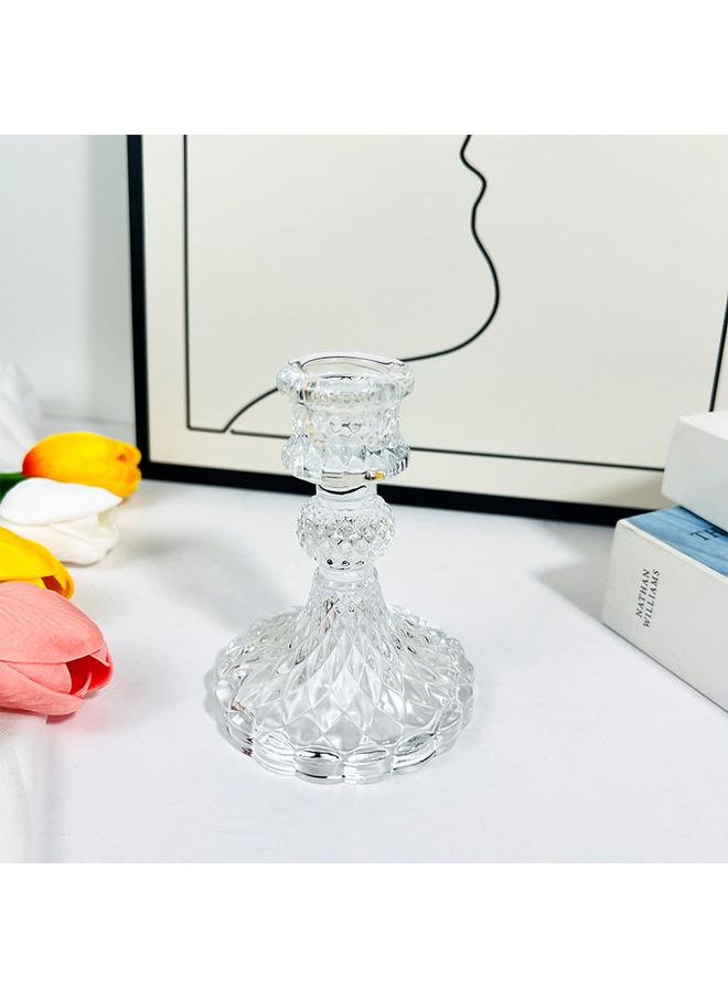 Bluejw - Retro Glass Candle Holder Dining Table Decorative Ornaments Instagram Photo Props Long Candle Aromatherapy Candle Small Candle Holder - Image 1