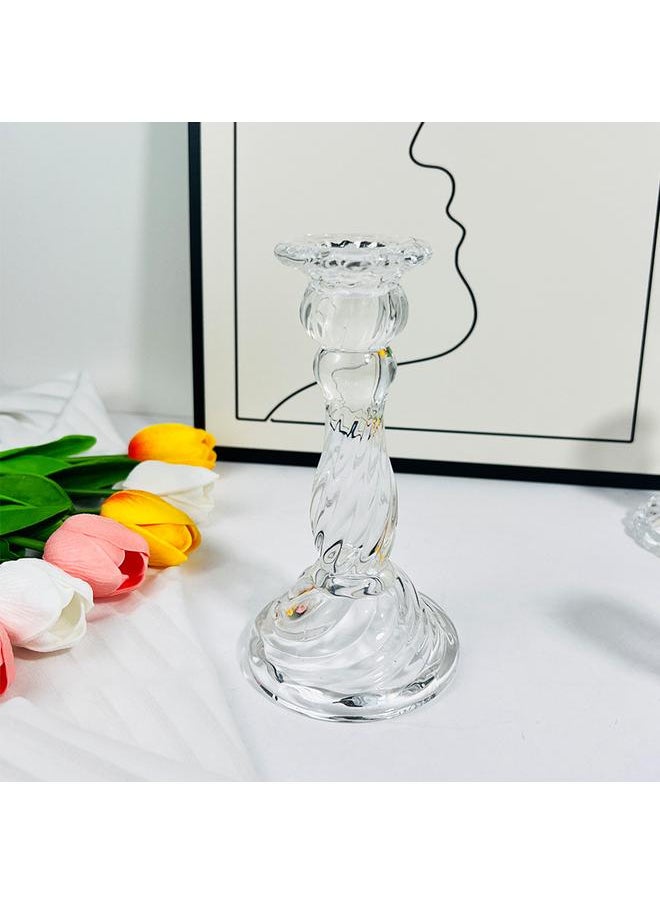 Bluejw - Retro Glass Candle Holder Dining Table Decorative Ornaments Instagram Photo Props Long Candle Aromatherapy Candle Small Candle Holder - Image 1