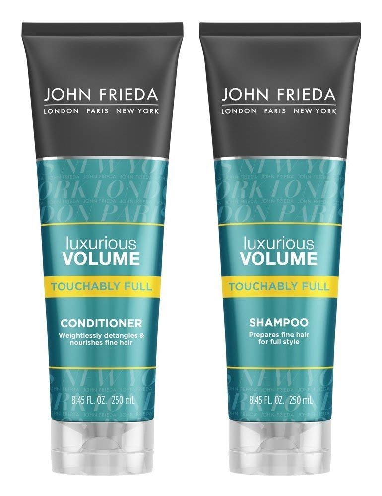 John Frieda Luxurious Volume Touchably Full Lightweight Shampoo and Conditioner Set for Natural Fullness, 8.45 Ounces, Volumizing Shampoo and Conditioner for Fine or Flat Hair