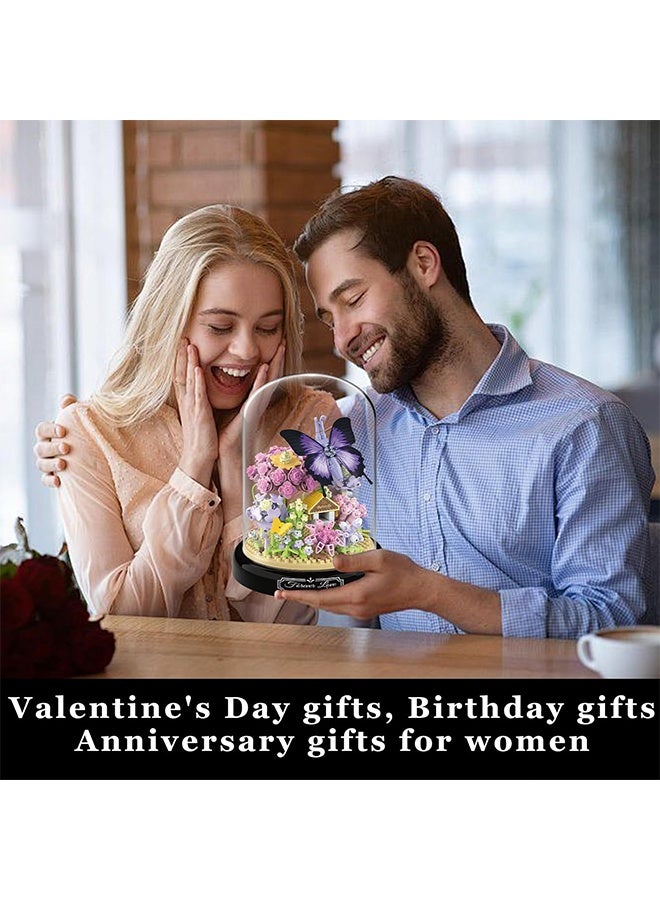 Flower Bouquet Building Set, 582 PCS Butterfly Bouquet Botanical Collection Mini Building Toy with Dust Cover, Artificial Flowers Home Office Decor, Birthday Gift for Adults Kids Girls Ages 8+ - Image 3