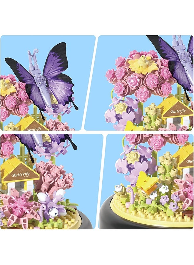 Flower Bouquet Building Set, 582 PCS Butterfly Bouquet Botanical Collection Mini Building Toy with Dust Cover, Artificial Flowers Home Office Decor, Birthday Gift for Adults Kids Girls Ages 8+ - Image 5
