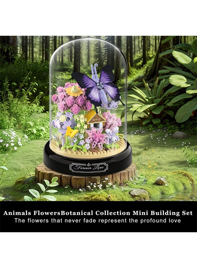 Flower Bouquet Building Set, 582 PCS Butterfly Bouquet Botanical Collection Mini Building Toy with Dust Cover, Artificial Flowers Home Office Decor, Birthday Gift for Adults Kids Girls Ages 8+ - Image 2