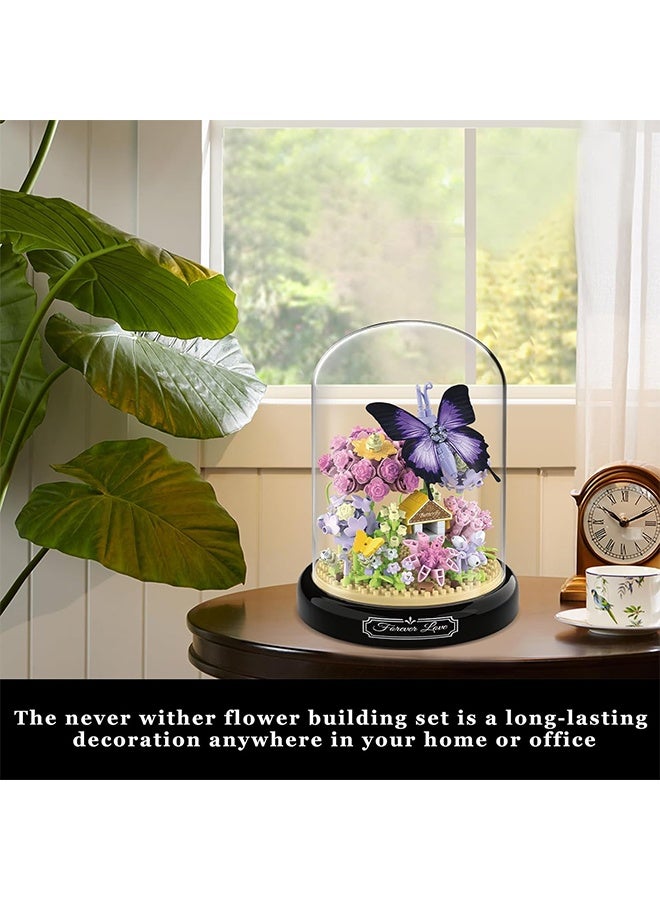 Flower Bouquet Building Set, 582 PCS Butterfly Bouquet Botanical Collection Mini Building Toy with Dust Cover, Artificial Flowers Home Office Decor, Birthday Gift for Adults Kids Girls Ages 8+ - Image 4