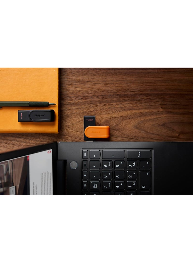 كينغستون DataTraveler Exodia S USB Flash Drive - 256GB - USB 3.2 Gen 1 - USB Type A - Black/Orange - DTXS/256GB - Image 5