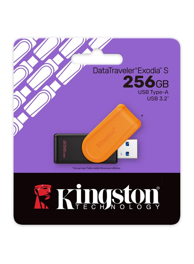 كينغستون DataTraveler Exodia S USB Flash Drive - 256GB - USB 3.2 Gen 1 - USB Type A - Black/Orange - DTXS/256GB - Image 3