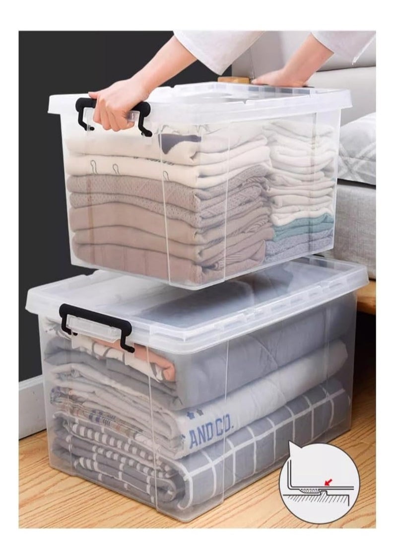 Generic 2PCS Plastic Storage Boxes, Transparent Lidded Storage Bins with Wheels, Clear Storage Box with Lid for Closet, Portable Storage Organizer for Storing Toys,Clothes,Shoes,Books,Bed Sheets (70#)  - Image 3