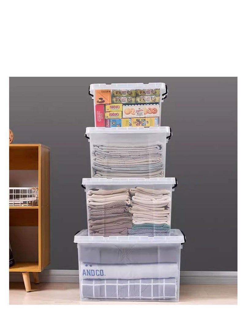 Generic 2PCS Plastic Storage Boxes, Transparent Lidded Storage Bins with Wheels, Clear Storage Box with Lid for Closet, Portable Storage Organizer for Storing Toys,Clothes,Shoes,Books,Bed Sheets (70#)  - Image 5