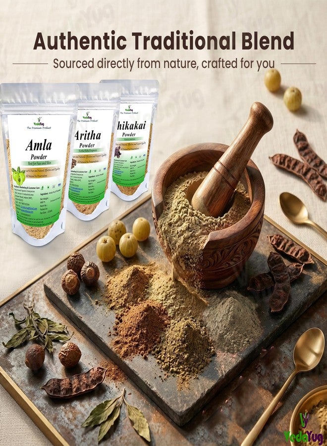 VY VedaYug Amla, Reetha, Shikakai Powder Combo Powder Pack for Hair Care | Hair Pack Combo for Cleansing & Hair Conditioning (Pack of 3 , 100g each Total 300g) - Image 2