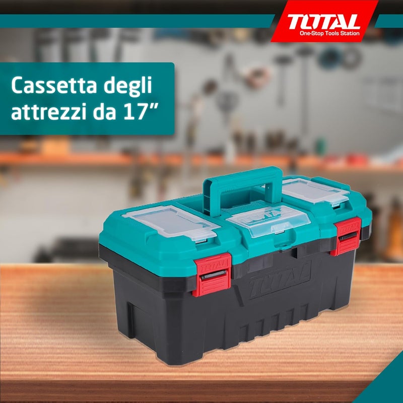 TOTAL Plastic Tool Box with Removable Organizer Tray - Image 2