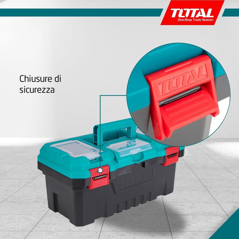 TOTAL Plastic Tool Box with Removable Organizer Tray - Image 3