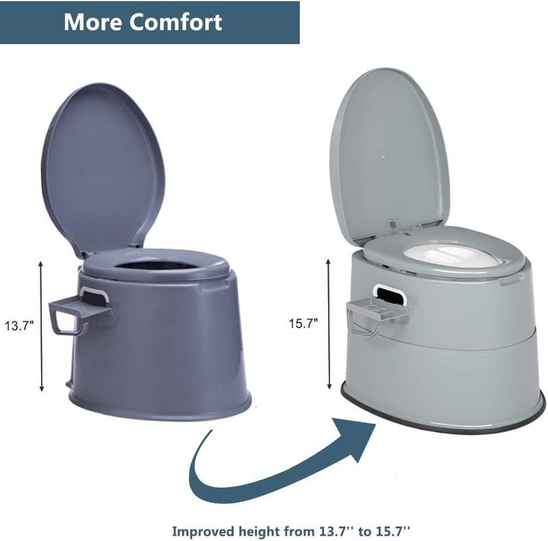 VINGLI Portable Toilet | Indoor Outdoor Commode w/Detachable Inner Bucket & Removable Paper Holder, Lightweight & Compact for Camping, Boat, Van, Emergency Use (Grey) - Image 3