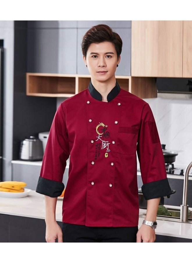 NIBEMINENT Dining Chef Overalls Short Sleeve Men's and Women's Winter High-End Western Restaurant Hotel Kitchen Chef Clothing High-End - Image 1