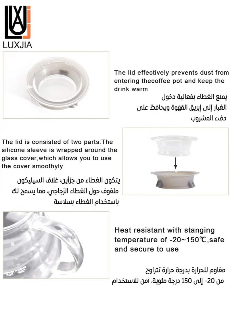 LUXJIA V60 Coffee Server Heat Resistant Glass Pot Pour Over Coffee Tea Server Kettle Coffee Maker Clear 600ml - Image 5