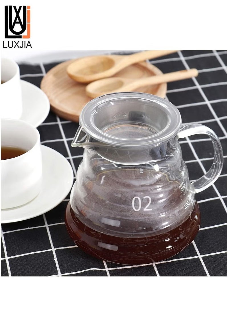 LUXJIA V60 Coffee Server Heat Resistant Glass Pot Pour Over Coffee Tea Server Kettle Coffee Maker Clear 600ml - Image 3