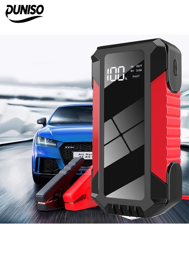 DUNISO Car Battery Jump Starter，Portable Power Bank，Car Battery Booster，Heat Resistant And Cold Resistant，Equipped With Led Lights And  A Safety Hammer，Support Starting Of 12V Gasoline/Diesel Household Vehicles - Image 1