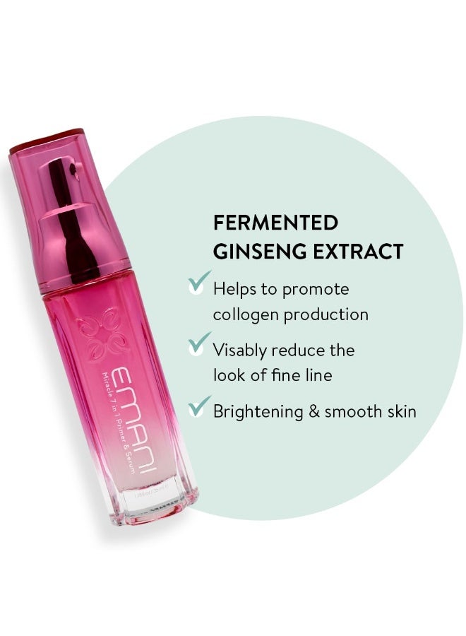 Emani Miracle 7in1 Primer Serum for Large Pores and Oily Skin, Infused With Korean Fermented Ginseng to Promote Collagen Brightening and Minimize Fine Lines Discolorations, 1.18 fl oz - Image 4