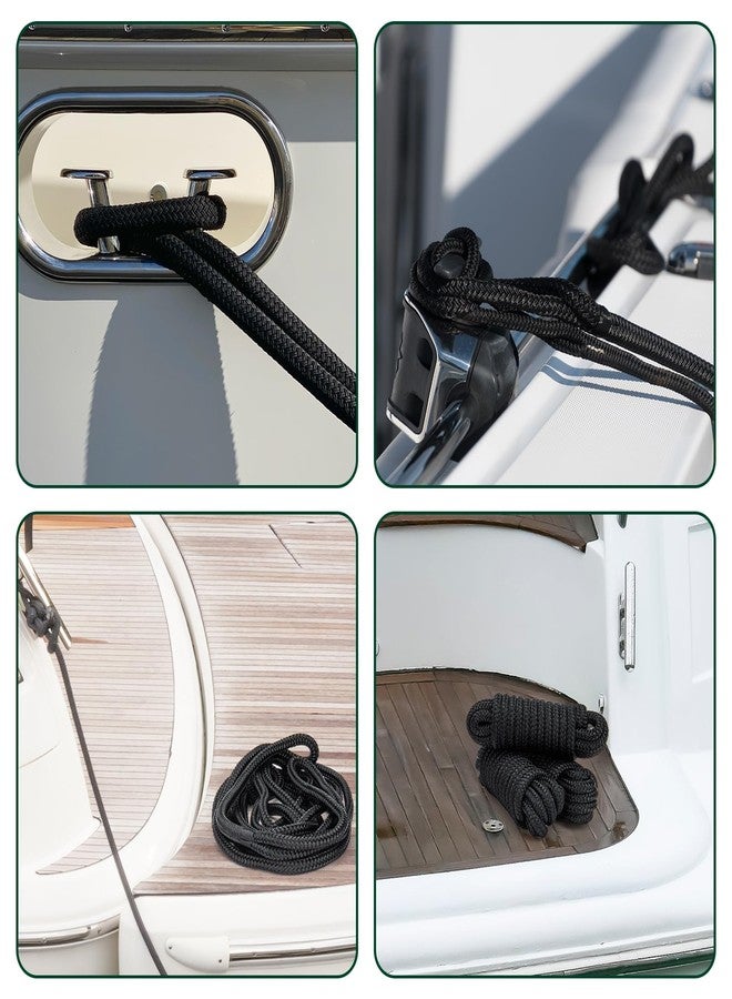 PropelTech 4 Pack 3/8" x 15’ Boat Dock Lines for Boat & Pontoon, Premium Marine- Grade Double Braided Nylon Dock Line, Pre-Spliced with a 12" Eyelet-Black,Boating Gifts for Men - Image 4