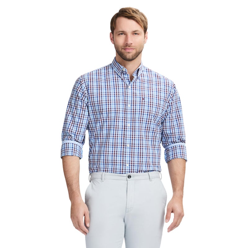 IZOD قميص إيزود للرجال بأداء مريح بأكمام طويلة، لون أليور، كبير - Image 1