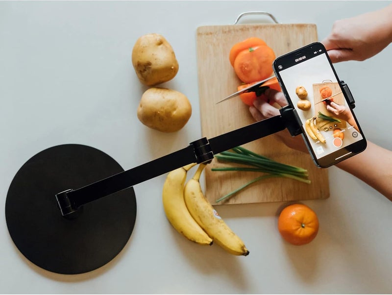 Universal Smartphone Desk Stand with Dual Height Adjustment and Round Base Stability, Phone Holder for Online Lessons, Video Calls, Filming Content and Home Office Desk - Image 5